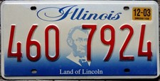 TARGA Originale USA auto ILLINOIS "Land of Lincoln" Presidente Targhe AMERICANE