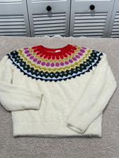 Hanna Andersson Girls 10 Fair Isle Knit Sweater Cream Multicolor Soft