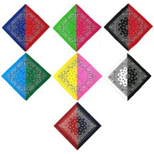Paisley Floral Colorblock Cotton Square Scarf Headband Bandana Wristband Necktie