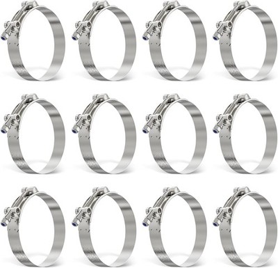 12Pack 4 Inch T Bolt Hose Clamp,304 Stainless Steel Heavy Duty Hose Clamp,Adjust