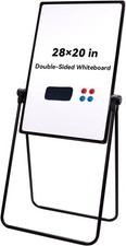 Magnetic Whiteboard with Stand, 28"x20" Double Sided Dry Erase Board,