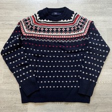 J Crew Fair Isle Nordic 100 LambsWool Sweater Ski Preppy Crewneck Men  s Large