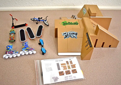 Tech Deck Finger Board Skate Park has 5 skateboards,bike ,rollerblades & scooter