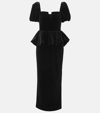 Self-Portrait Peplum velvet midi dress Uk 10 Us 6 Medium BNWT Rrp 550£