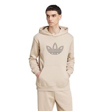 adidas Originals Men's Outline Trefoil Hoodie Sweatshirt Beige Trefoil Retro New