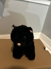 GANZ Webkinz HM135 Black Cat Kitten Green Eyes 8 Plush Stuffed Toy No Code