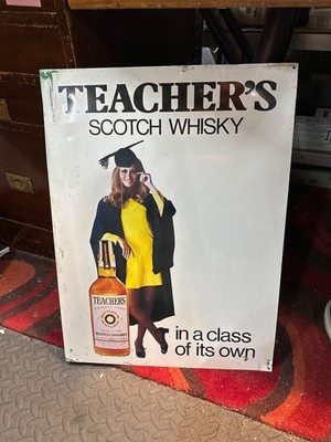 SELTENES VINTAGE WHISKY WERBESCHILD LEHRER WHISKY BLECH 24  x 18  ca.