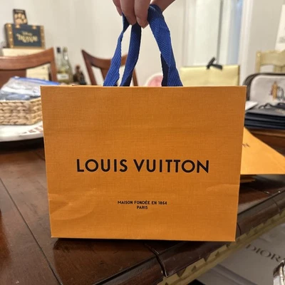LOUIS VUITTON 8.5” x 7” X 4.5” Authentic Paper Shopping Tote Bag Small Orange