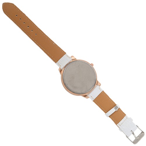 -23 Unisex Big Numerals Rhinestone Faux Leather Wrist Watch White C7R25389 - Foto 5 di 9