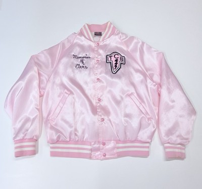 Vintage Memories of Elvis Pink Satin Bomber Jacket Size Large Hilton USA    