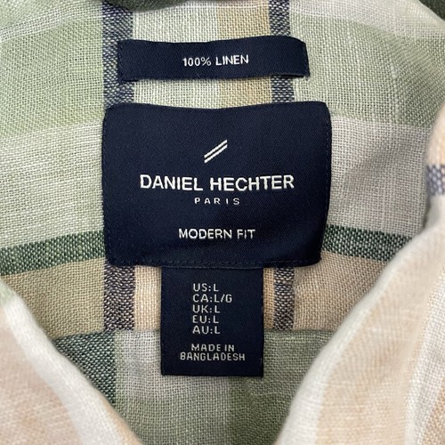 Daniel Hechter Shirt Mens L Plaid Modern Fit Short Sleeve Linen Button Down - Picture 8 of 11