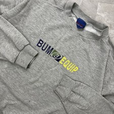 Vintage B.U.M Equipment Spell Out Center Logo Gray Sweatshirt Men  s Large