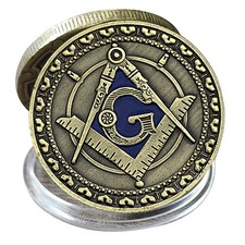 Freemason Masonic Challenge Coin Square & Compass Collectible Medal Souvenir