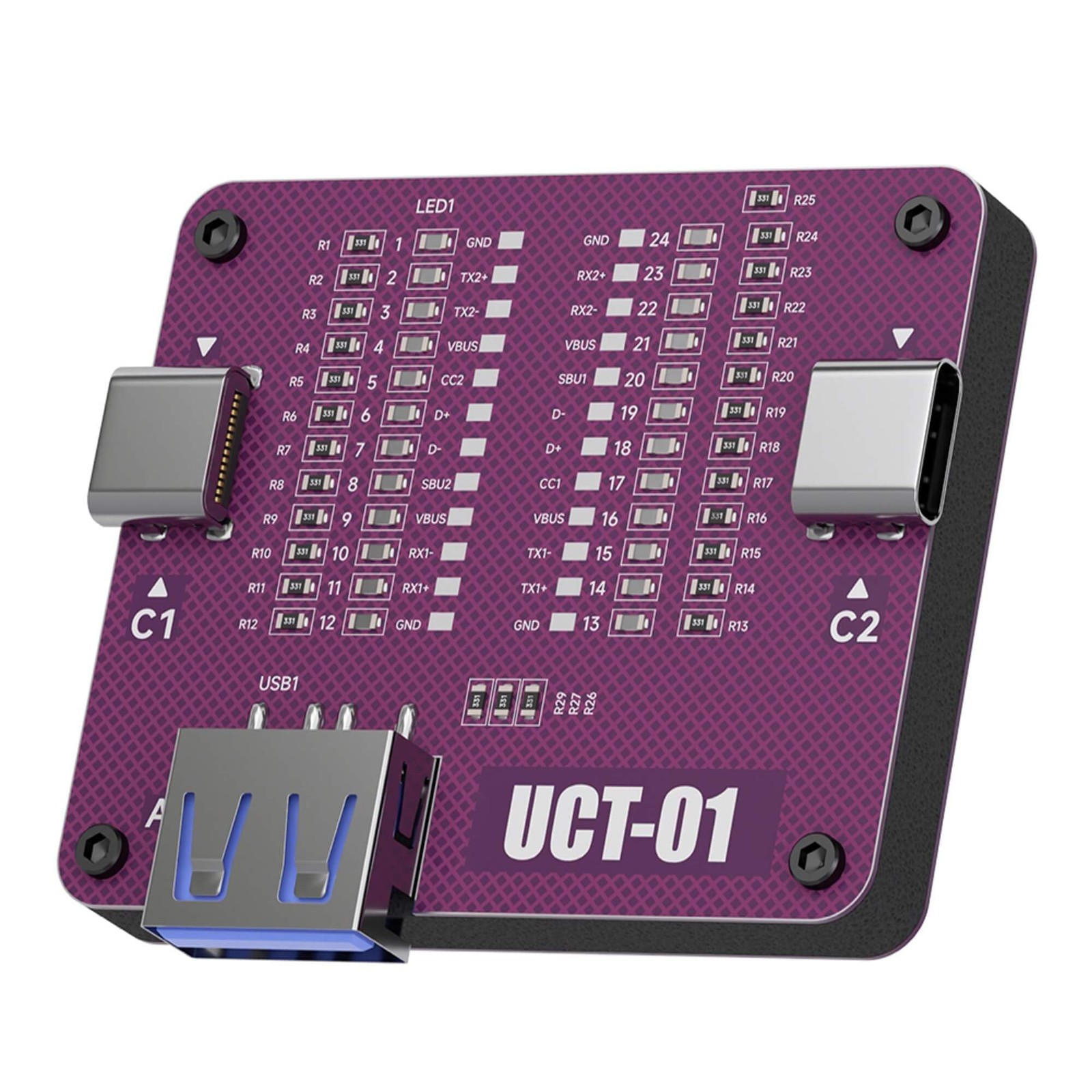 AHHOMATATA USB Cable Tester, C Tester and Analyzer, Purple Panel