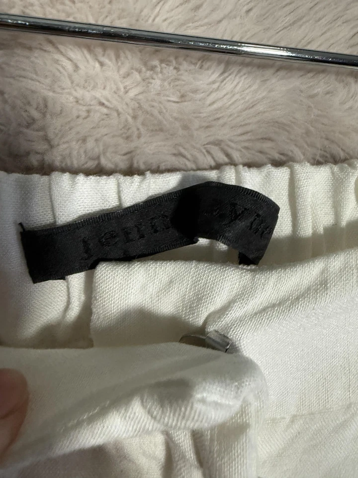 Pantalones Jenni Kayne para mujer 0 blanco mezcla de lino pierna ancha recortados tiro alto Foto 2 de 4