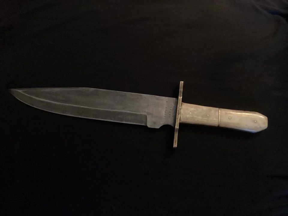 Bowie Knife Bone Handle Date Stamped Reenactors 1861 Beautiful 15” - Image 2 of 4