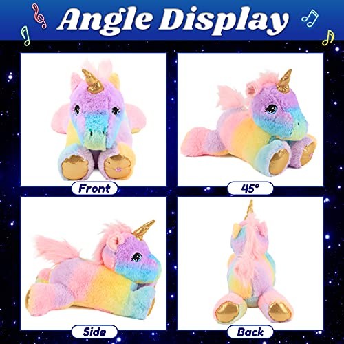 Musical Plush Unicorn Stuffed Animal Glowing LED Light-up Pink Unicorn - Picture 7 of 7