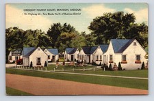 Crescent Tourist Court Cottage Cabin Motel Hwy 65 Branson Missouri MO Postcard