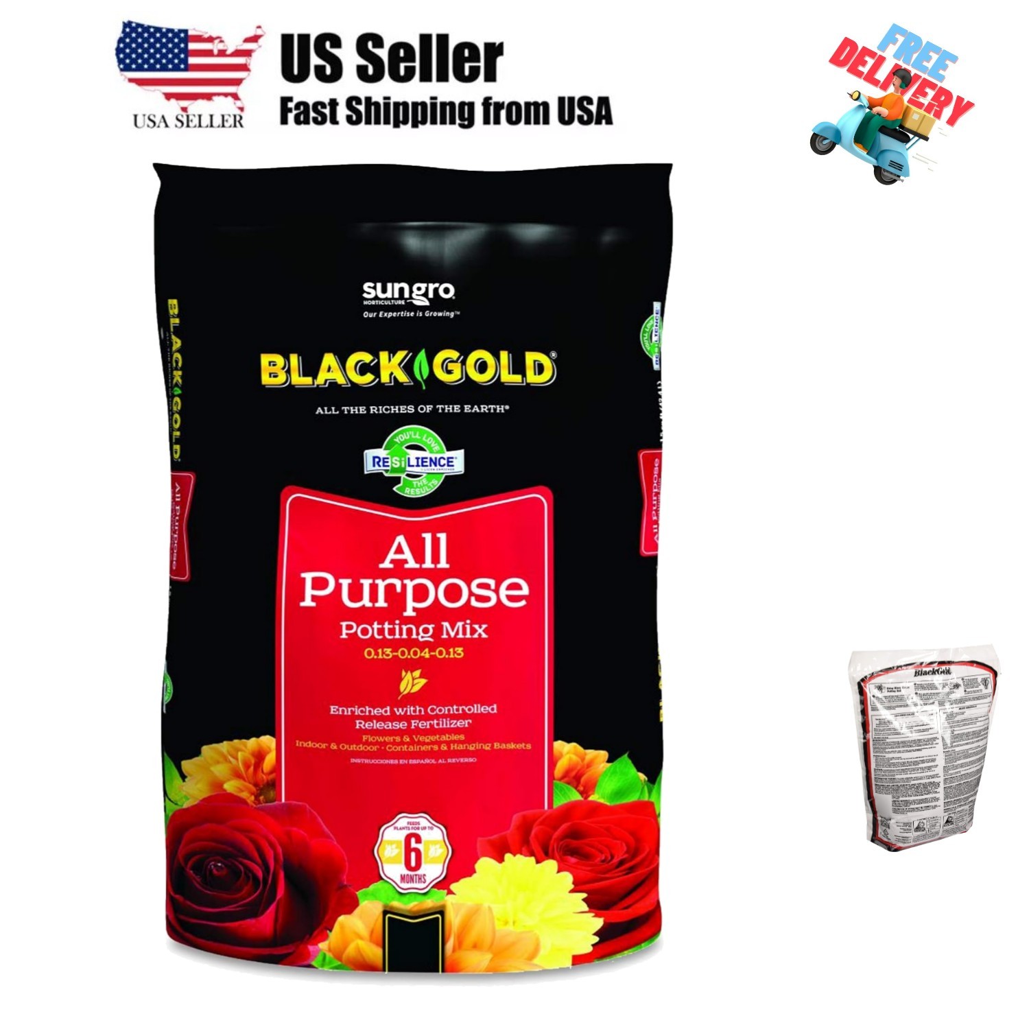 Sun Gro Horticulture 8-Quart Purpose Potting Soil With Control, Brown/A