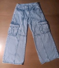 Old Navy Super Baggy Wide Leg Jeans Girls Size 10 High Rise Light Wash Blue