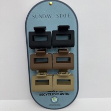 Sunday State 6 Pack Medium 2" Claw Clip Hair Clips Square Neutral Browns