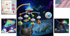 Whimsical Baby Crib Mobile with 360 Rotation, Remote  Colorful Star Projector