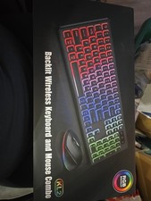 RGB Backlit KL2 Light up Rechargeable Wireless Keyboard  Mouse Combo Set NIB