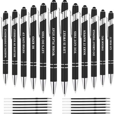 Kugelschreiber 12er Set 2-in-1 Soft Touch Druckkugelschreiber Metall Schwarz