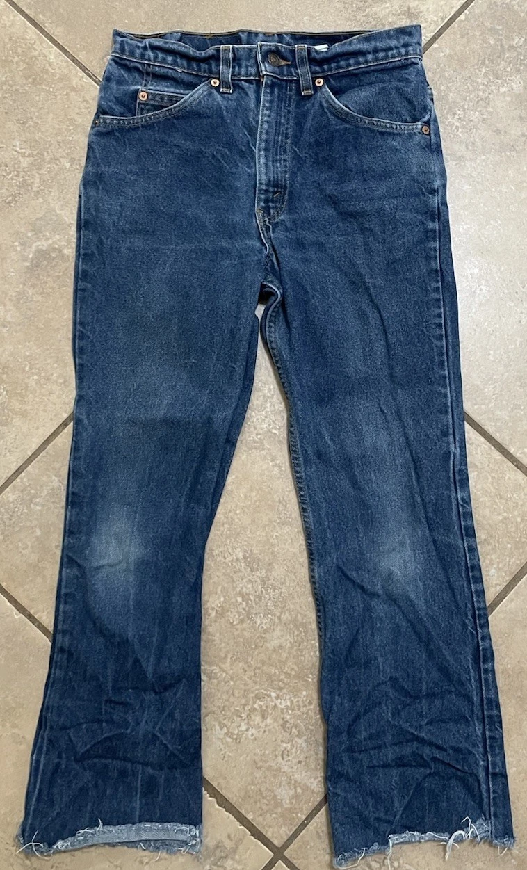 Vintage Levi’s 517 Orange Tab Jeans Size 31” Inseam Cut To 27” Raw Hem