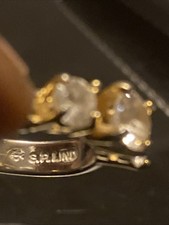 Vintage Spain 3-Stone Ring   Sterling Silver  Gold Finish CZ Engagement Style