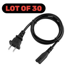 Lot of 30 2 Prong Ac Power Cord Cable Figure 8 2-Slot TV PS3 PS4 PS5 Xbox - 6Ft