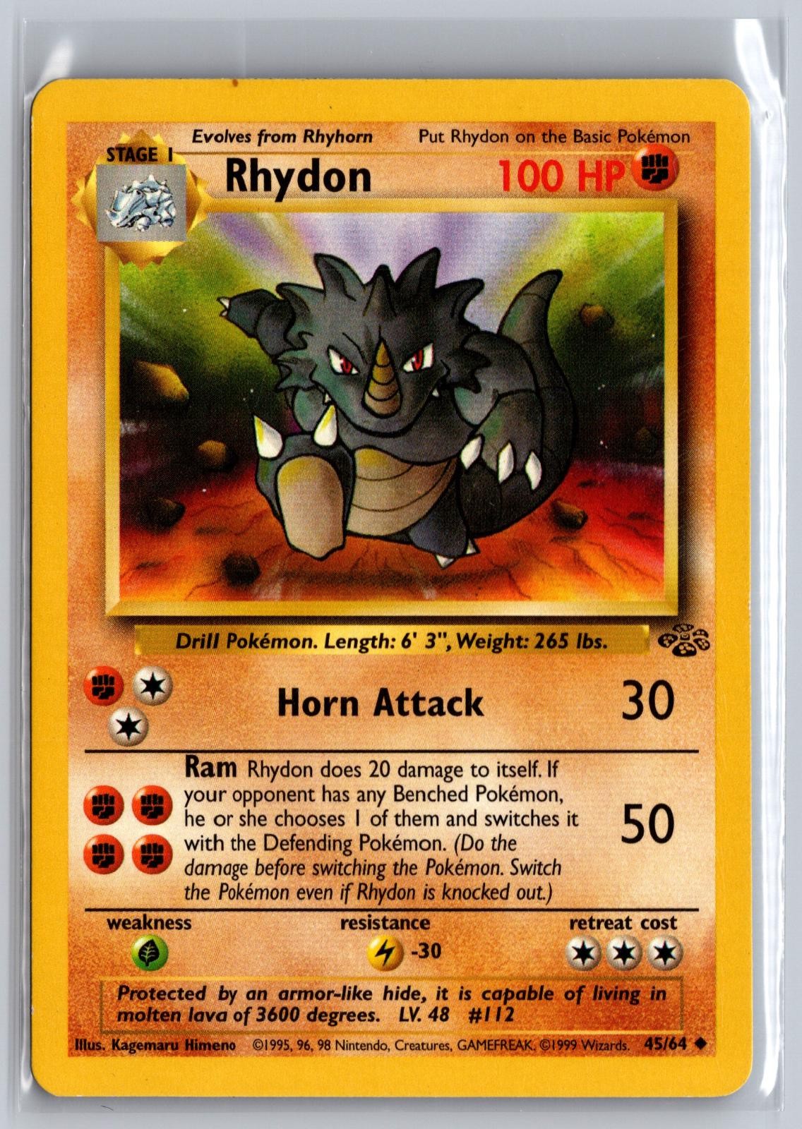 RHYDON 45/64 UNCOMMON JUNGLE POKEMON UNLIMITED