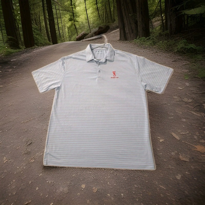Horn Legend W S Gilbert Cup Performance Polo Golf Men's Striped Light Blue Red L