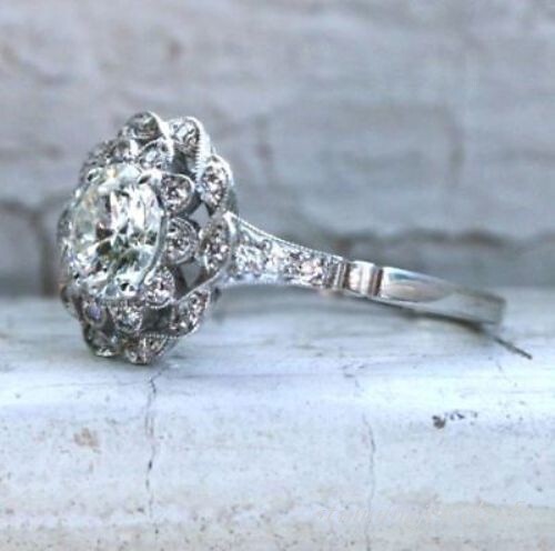 2,90 kt runder Laborgefertigter Diamant Vintage Art Deco Ehering 14 K Weißgold FN - Bild 2 von 6