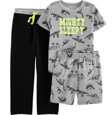 Carter's Boys Dinosaur 3-Piece Pajama Set NWT Size 18M Grey Print