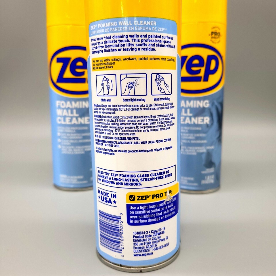 [4 PACK] Zep Foaming Wall Cleaner, Scuffs, Grease, Marker, Crayons, Ink