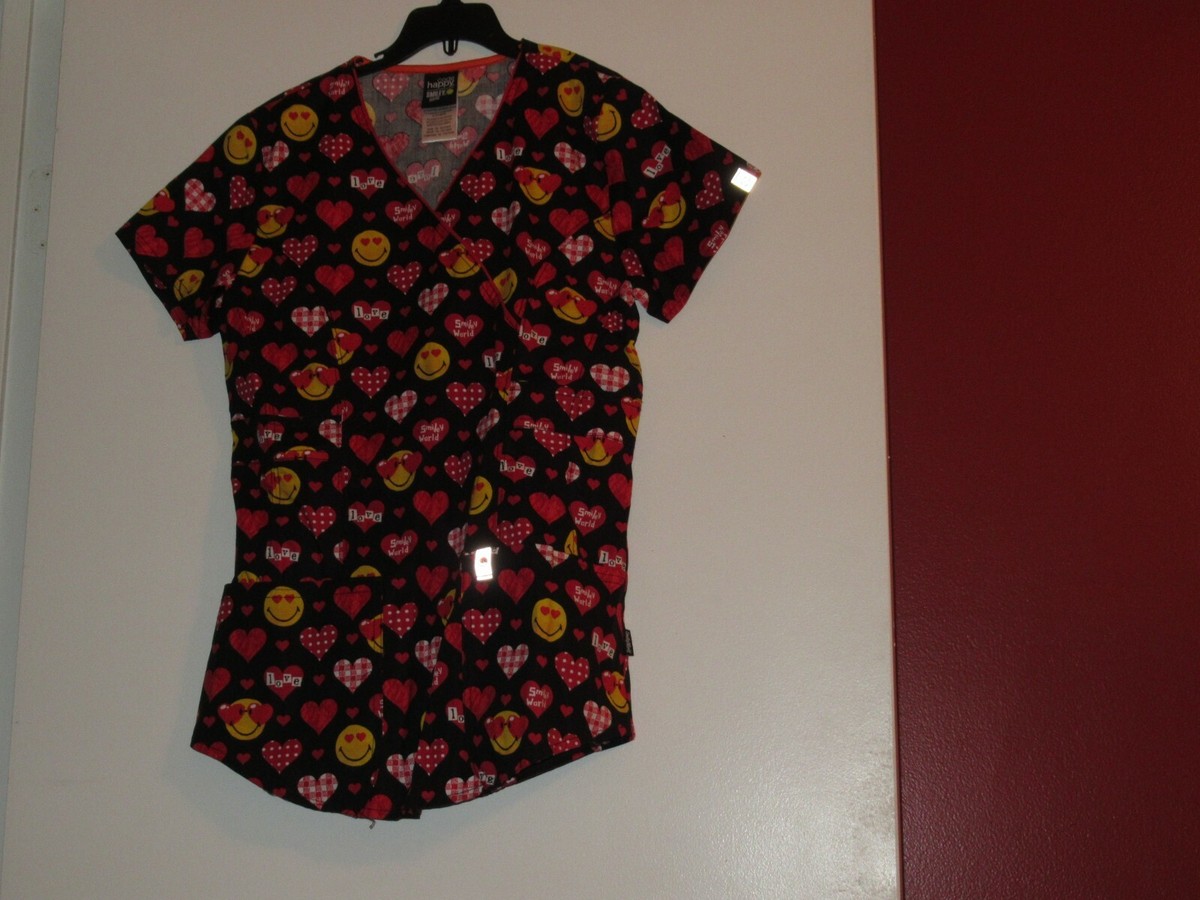 A.rn(⁠。⁠♡⁠‿⁠♡⁠。⁠) Code Happy: Women's XS Short Sleeve Scrub Top / Valentines Edition