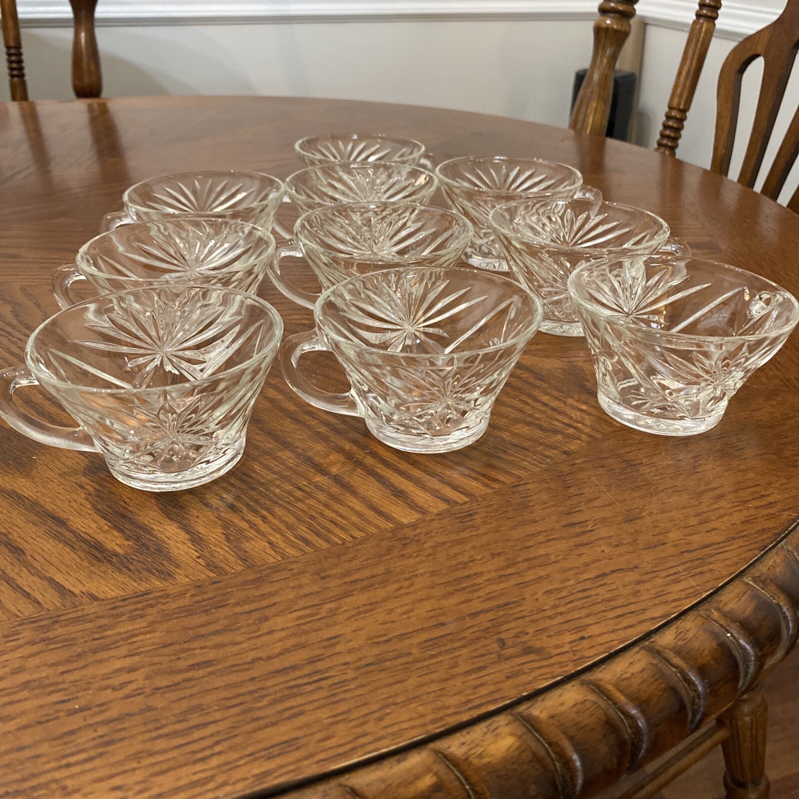Anchor Hocking Set Of 10 Punch Cups Clear Fan Design Pressed Glass