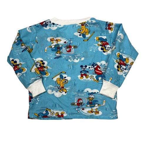Disney VTG 80s AOP Sports Long Sleeve Pajama Sleeve Top FLAW Blue Youth 6 - Picture 2 of 6