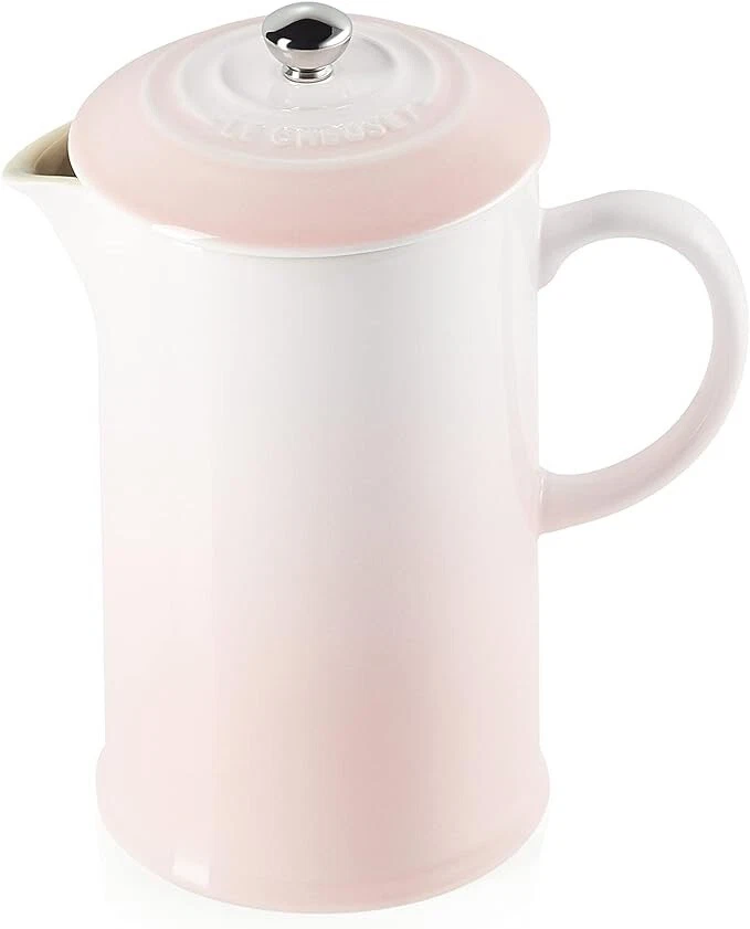 French Press with Stainless Steel Plunger 1 Litre, Serves 3-4 Cups (Shell Pink).