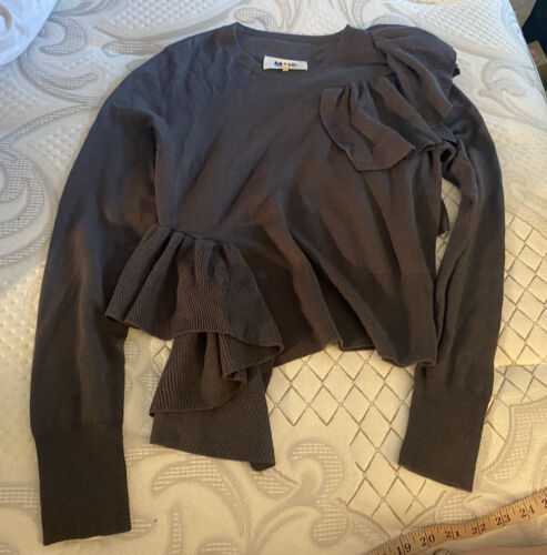 Maison Margiela MM6 Sweater Small Gray Ruffles Woo