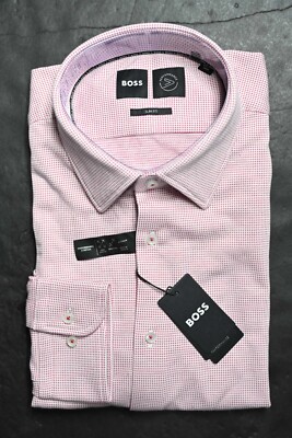 Hugo Boss Men's Hank Travel Slim Performance Stretch Cotton Dress Shirt  18/46 | eBay