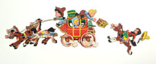 Vintage 1958 Dolly Toy Co. Nursery Wall Decor Cowboys Stage Coach Horses
