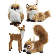 Furry Light Brown Forest Animals Ornaments