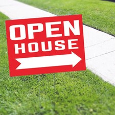 Open House Right Arrow Yard Sign Stake Outdoor Office Real Estate Coroplast Sign