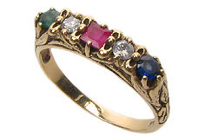 9ct 9k Solid Gold Ruby Emerald, Diamond, Vintage Flower Ring R470 Custom