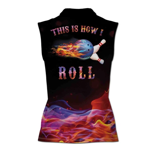 Custom Name Passion Bowling On Flame This Is How I Roll Women Sleeveless Polo