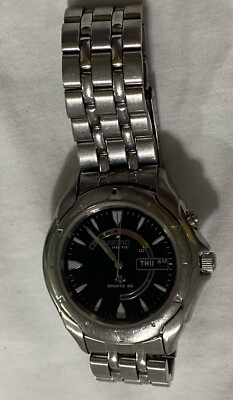 Vintage Seiko Kinetic 5M43-0B19 Sports 50 Men's Black Dial Watch