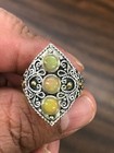 robert manse sterling silver 18k 3 stone opal ring size 9