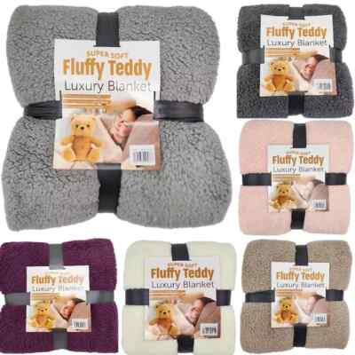 Teddy Überwurf Decke Fleece groß Tagesdecke weich warm kuschelig Schlafsofa Bezug